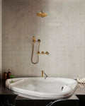 Unlacquered Brass Shower Set — Faucet, Handheld & Rainfall Head - Northgrove Partners