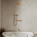 Unlacquered Brass Shower Set — Faucet, Handheld & Rainfall Head - Northgrove Partners