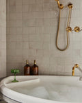 Unlacquered Brass Shower Set — Faucet, Handheld & Rainfall Head - Northgrove Partners