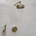 Unlacquered Brass Shower System — Adjustable Rainfall Showerhead - Northgrove Partners