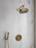Unlacquered Brass Shower System — Adjustable Rainfall Showerhead - Northgrove Partners