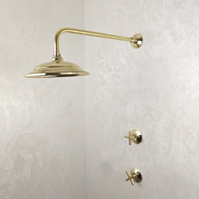 Unlacquered Brass Shower System — Classic Dome Showerhead - Northgrove Partners