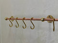 Unlacquered Brass Copper Pot Rail With S Hooks - Unlacquered Solid Brass - Northgrove Partners