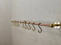 Unlacquered Brass Copper Pot Rail With S Hooks - Unlacquered Solid Brass - Northgrove Partners