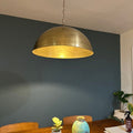 Unlacquered Brass Round Pendant Light — Hand-Engraved Moroccan Dome