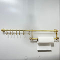 Unlacquered Brass Pot Rack With Tissue Holder - Unlacquered Solid Brass - Northgrove Partners