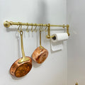Unlacquered Brass Pot Rack With Tissue Holder - Unlacquered Solid Brass - Northgrove Partners