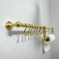 Unlacquered Brass Pot Rack With Tissue Holder - Unlacquered Solid Brass - Northgrove Partners