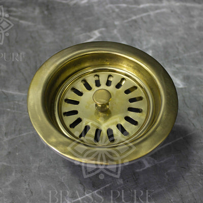 Unlacquered Brass Strainer Sink - Unlacquered Solid Brass - Northgrove Partners