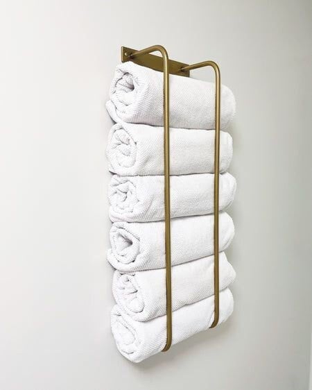 Unlacquered Brass Towel Rack - Unlacquered Solid Brass - Northgrove Partners