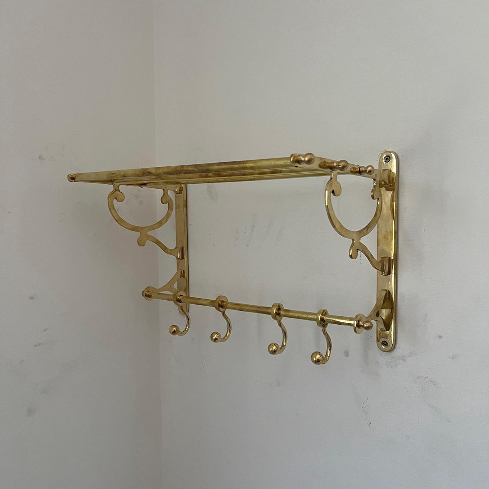 Unlacquered Brass Towel Rack With hooks - Unlacquered Solid Brass - Northgrove Partners