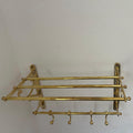 Unlacquered Brass Towel Rack With hooks - Unlacquered Solid Brass - Northgrove Partners