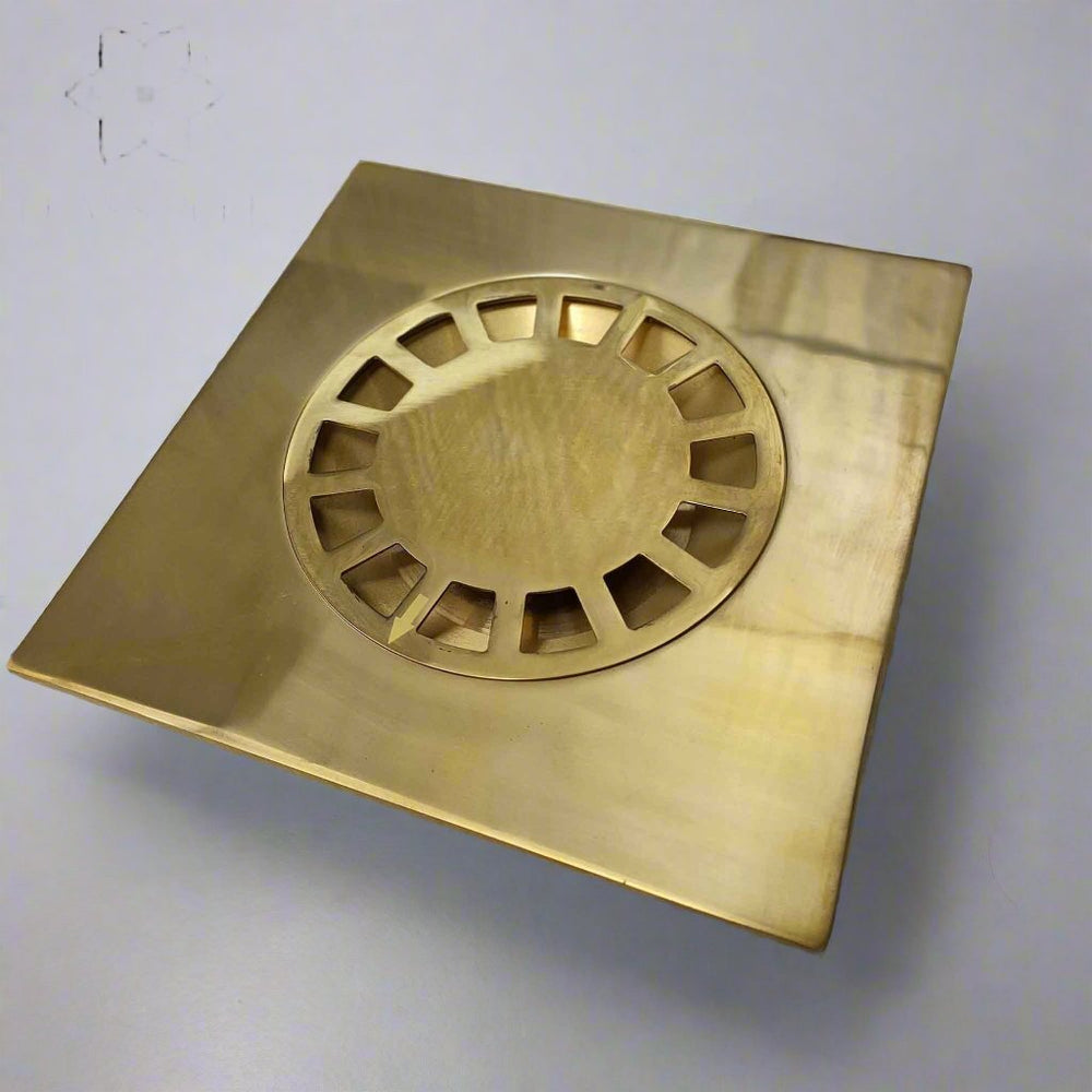 Unlaqauerd Brass Floor Drain - Square Shower Drain - Unlacquered Solid Brass - Northgrove Partners