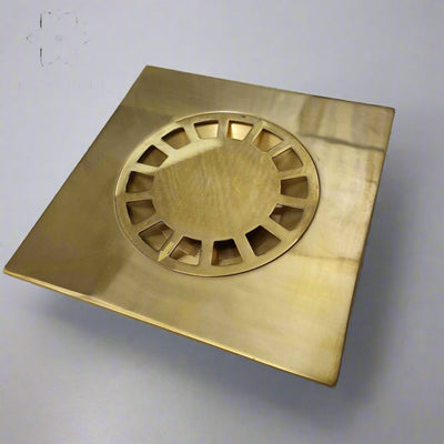 Unlaqauerd Brass Floor Drain - Square Shower Drain - Unlacquered Solid Brass - Northgrove Partners